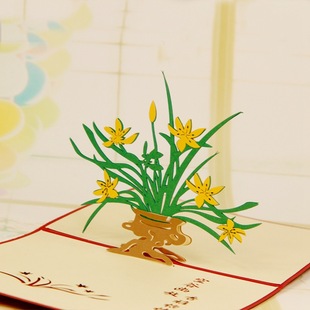 3d立体贺卡 定制批发 手工镂空祝福生日卡片教师母亲感恩节兰花
