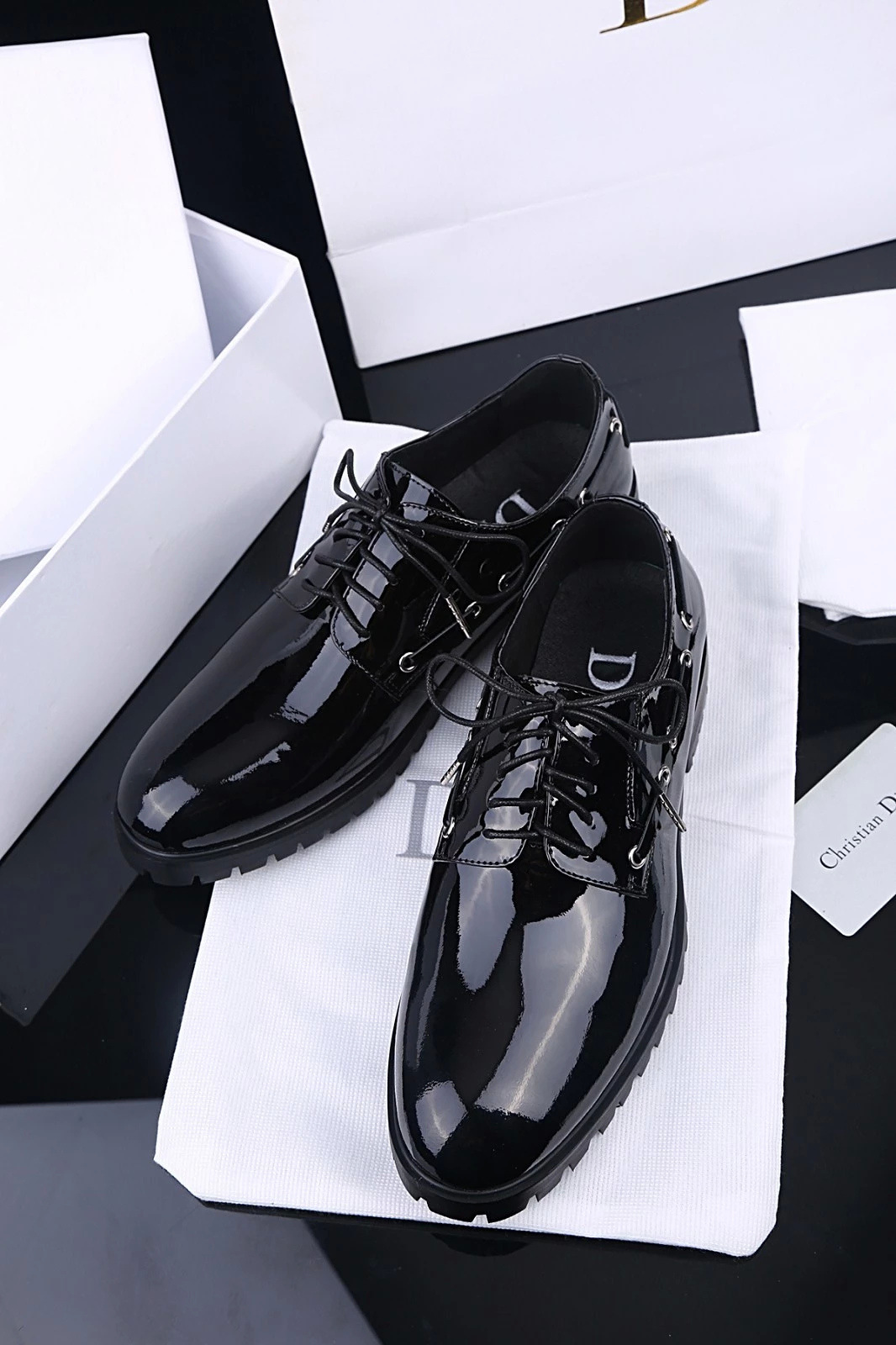 欧洲站 高端宴会正装修 黑骑士牛皮镜面系带真皮皮鞋男鞋