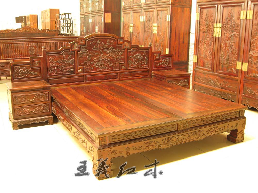 特价红木实木 仿古典家具 老挝红酸枝富贵大床 中式18m双人大床