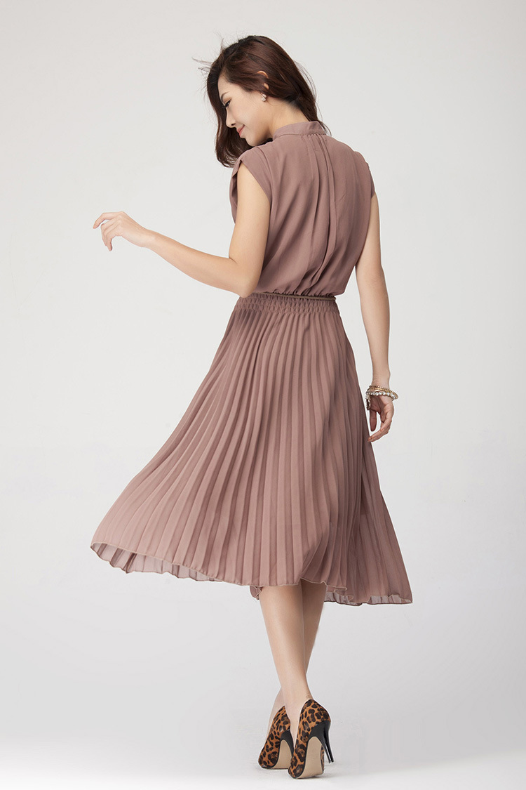 厂家批发纯色女装简约大气时尚品牌长裙锦纶单件套连衣裙