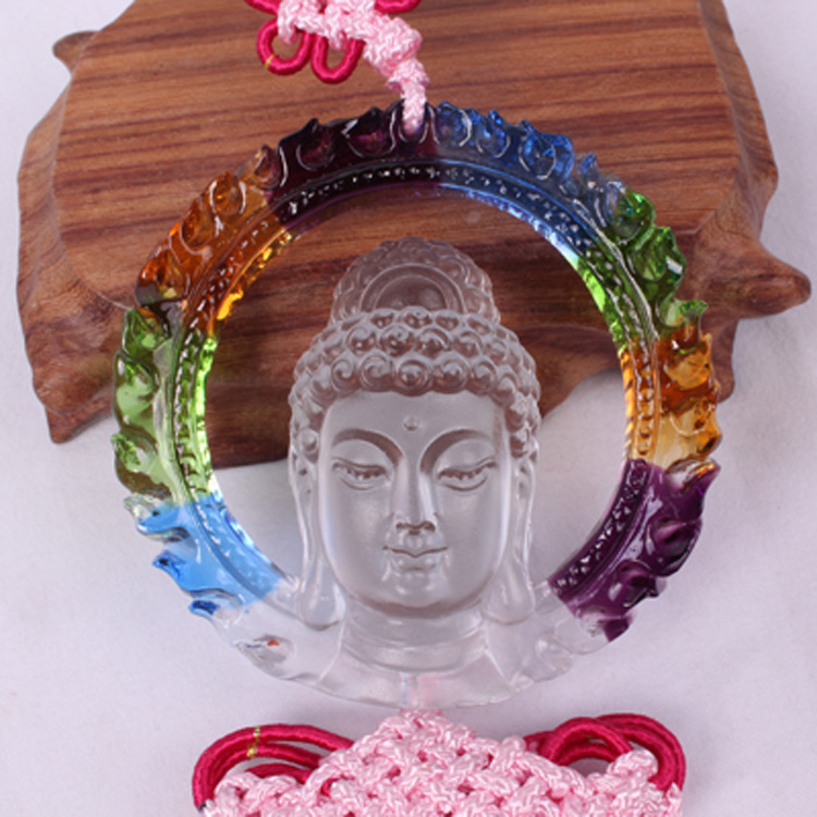 厂家直销古法琉璃 爱车饰品 平安符佛保平安 大彩火焰佛头