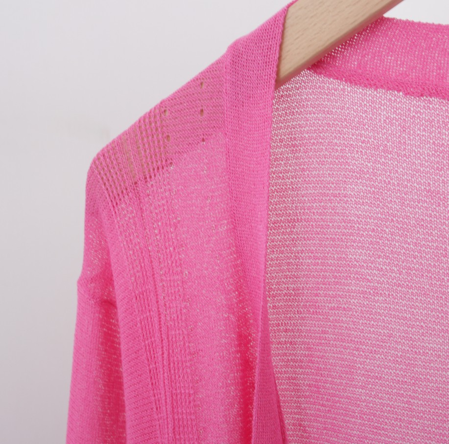 夏季新款五分袖针织开衫中长款不规则下摆开叉冰爽丝针织防晒衫