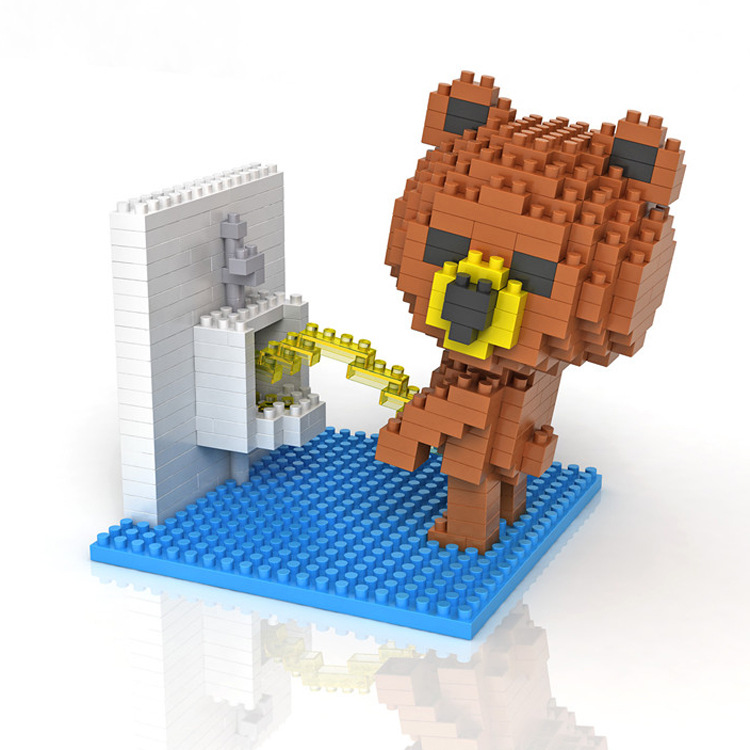 loz钻石小颗粒益智拼插积木 卡通动漫购物车布朗熊9432