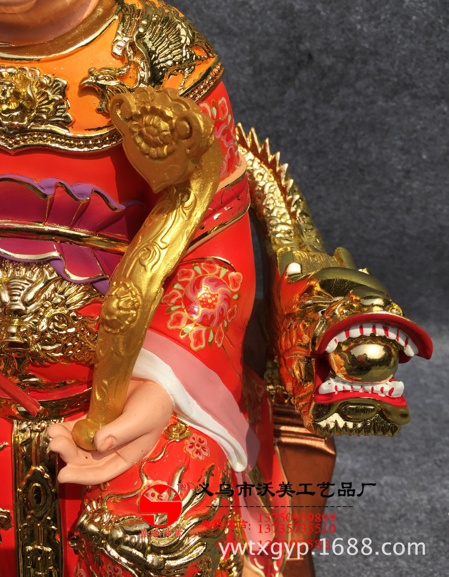 台湾瑶池金母神像王母娘娘神仙敦煌彩极彩描金39cm_宗教法器,法物