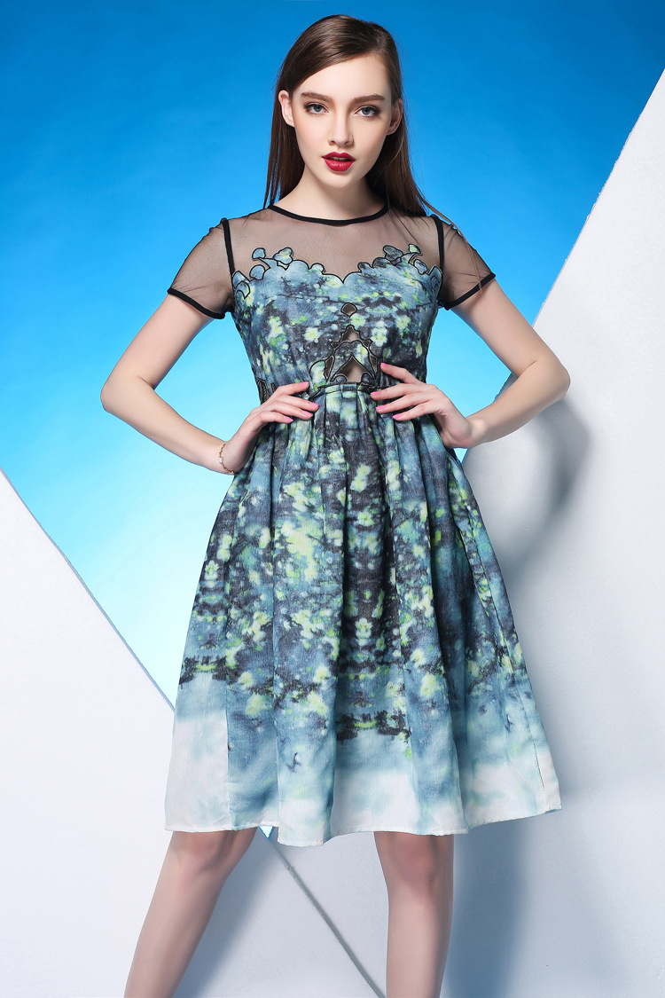 夏季新款女装雪纺欧美连衣裙 淘.