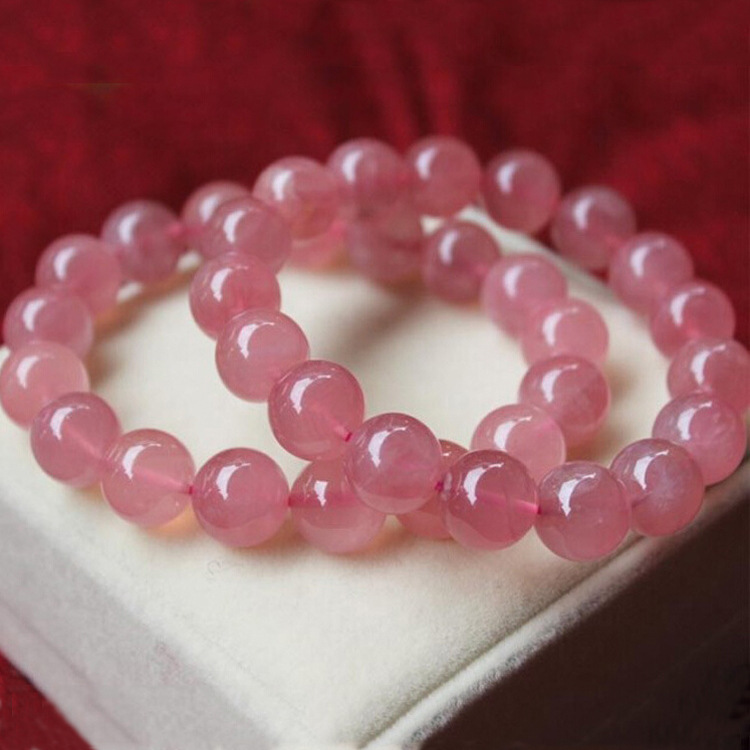 天然巴西粉水晶手链 芙蓉晶石榴石混搭手链 冰种星光粉晶手链