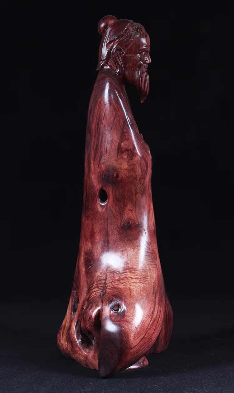 苏东坡先生摆件 紫檀柳工艺品摆件 带瘤疤水波纹 纯手工 似海黄