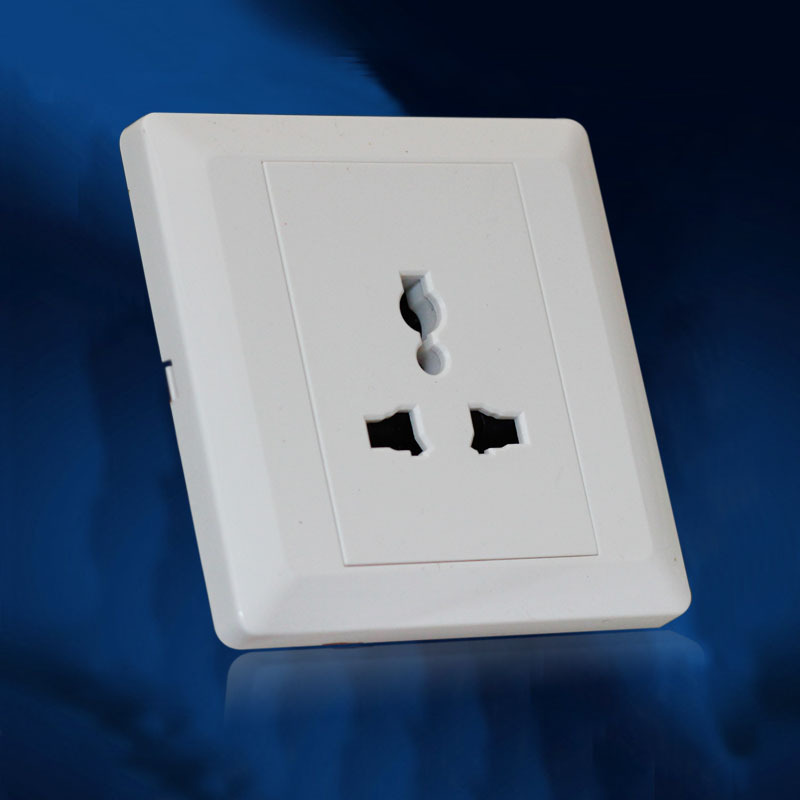 直销外贸三极多功能墙壁插座 三合一插座多用插座雅白面板