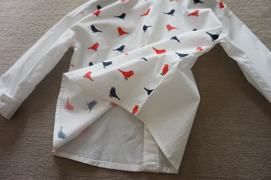 tk10037 春季 彩色小鸟糖卡柔软宽松版棉布衬衣