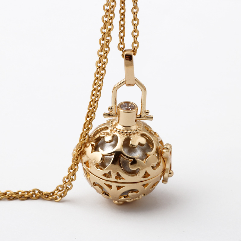 爆款多色铃铛任选 圆形镂空球形吊坠孕妇铃项链 厂家批发饰品