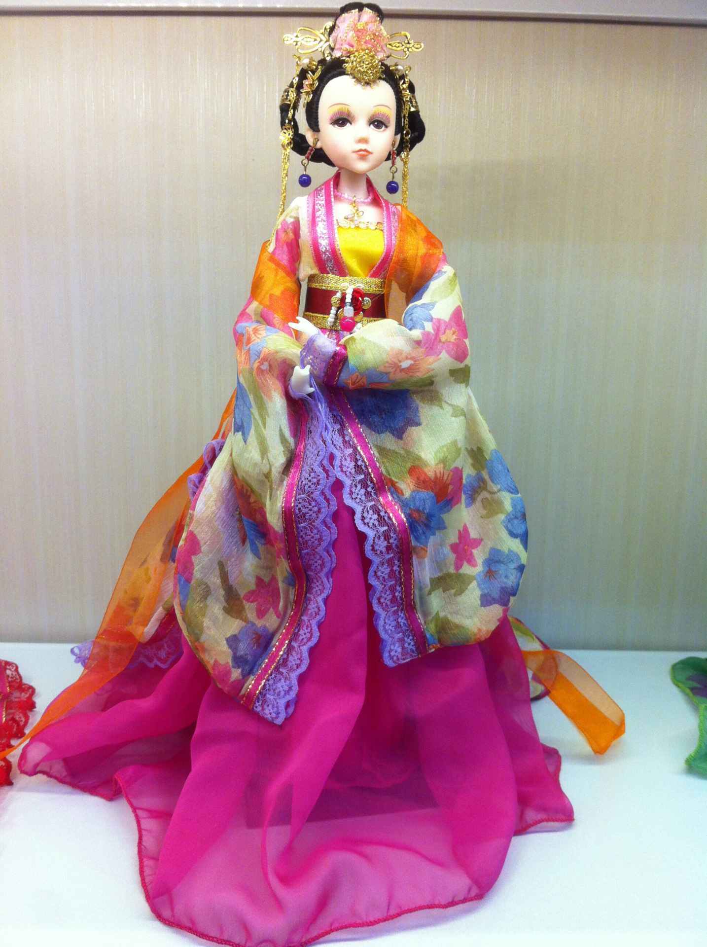 中国风戏曲唐装清宫绢人布艺娃娃 摆件挂饰