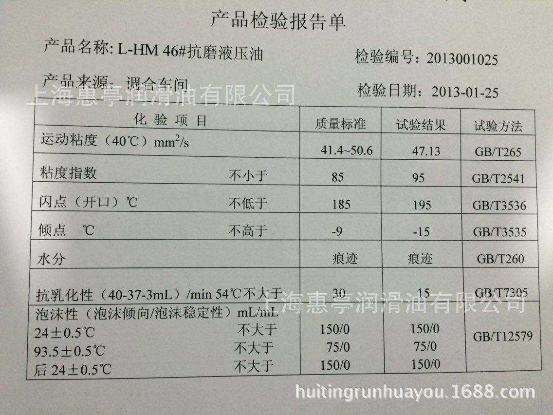 长城46抗磨液压油参数图片