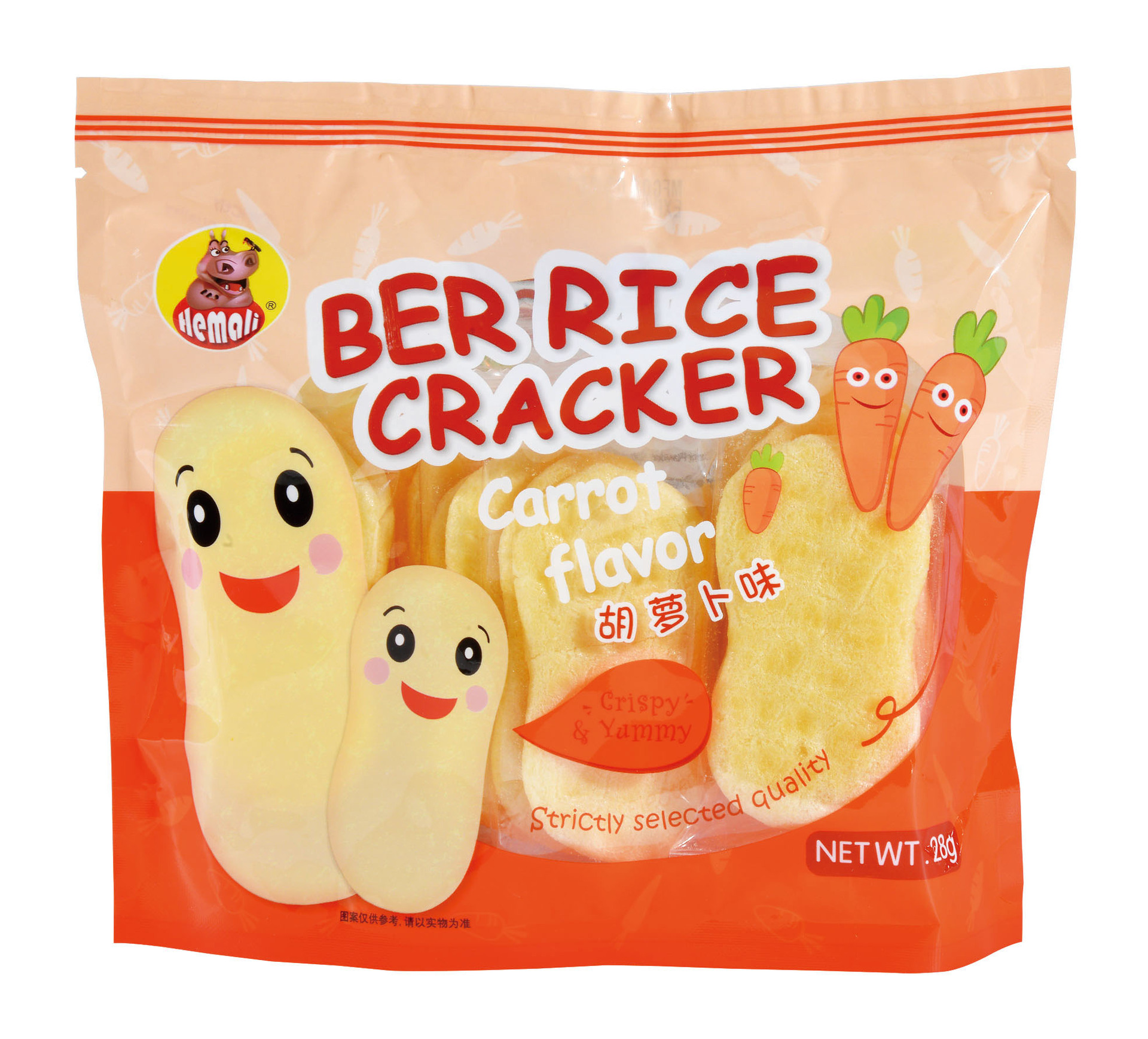 越南 进口食品 河马莉 28g贝儿米饼 蔬菜味 胡萝卜味 原味