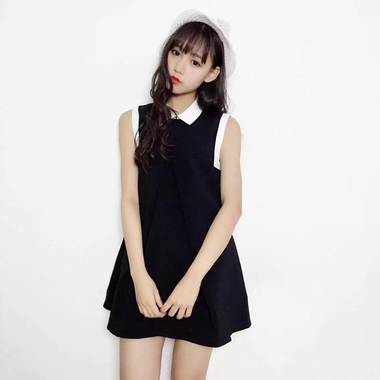 广东广州6219韩国东大门代购实拍曹若涵 名媛气质无袖雪纺a摆背心