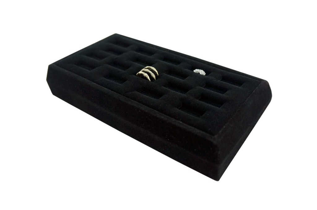 厂家订做密度板戒指托盘,木质戒指托盘,绒布戒指收纳托盘