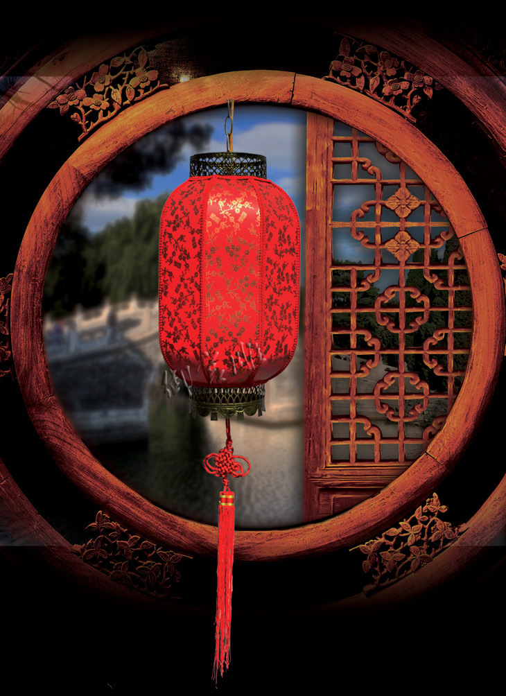 中式仿古铁艺大红冬瓜灯笼 仿羊皮防水户外古典广告定做宫灯灯笼