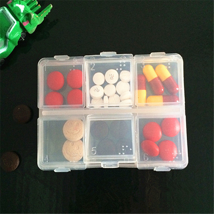 透明6格盲人药盒 盲文便携药盒 老人保健药盒赠品药盒 塑料 厂家