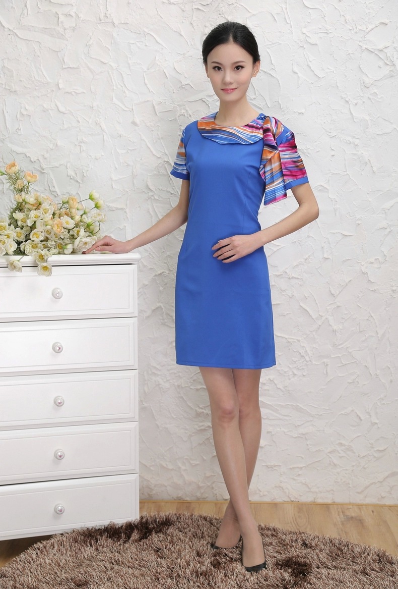 饭店女服务员制服 美容师连衣裙工作服 酒店美容服装夏装