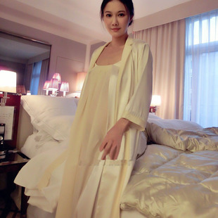 2015刘钰懿纺新款高端品质真丝珠边开衫两件套薄款睡衣