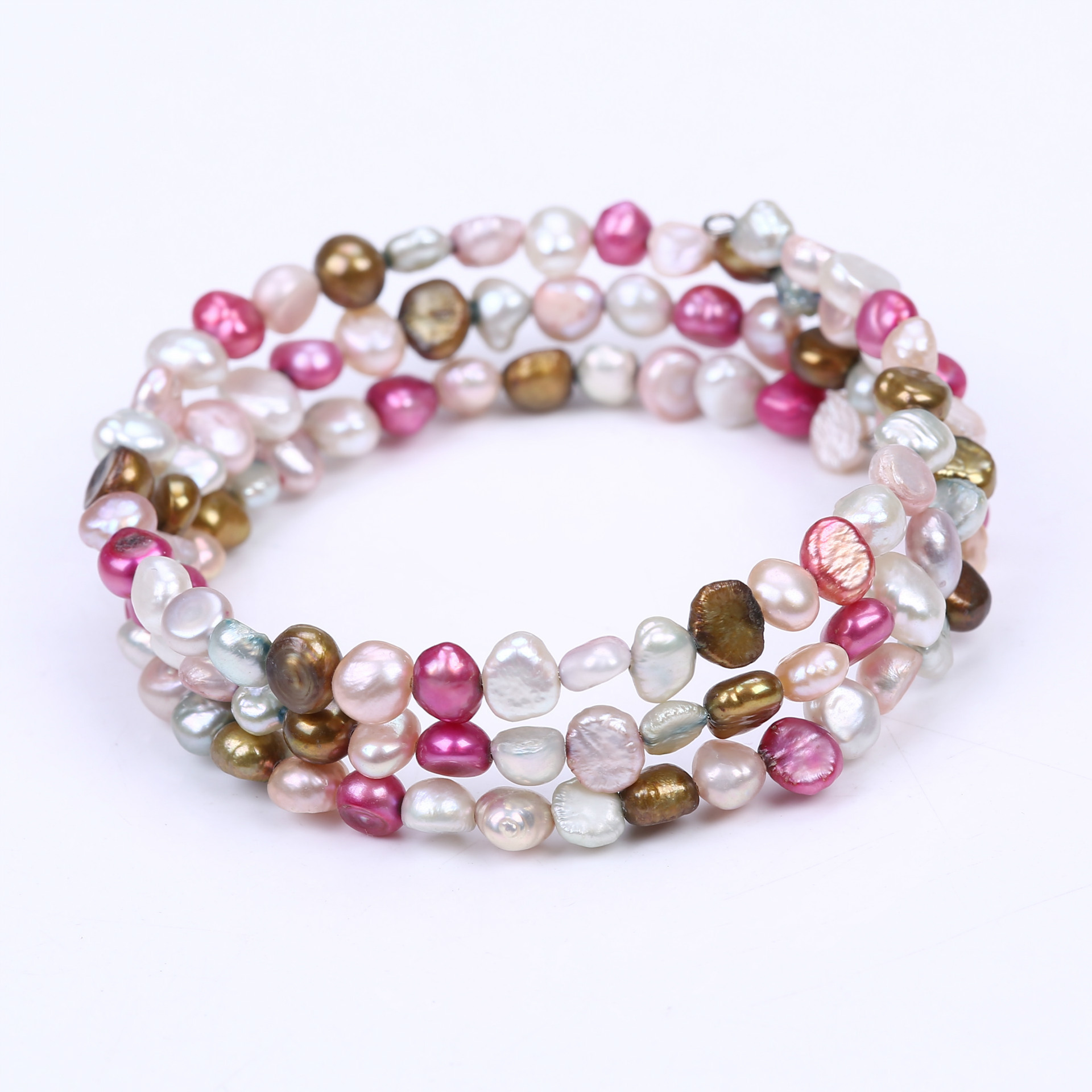 天然淡水珍珠批发 新款韩版 三排 天然珍珠手链 手环