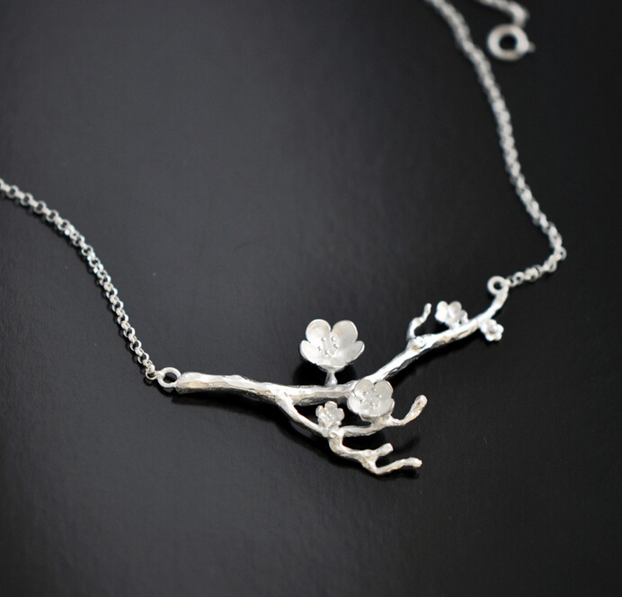 新品原创设计手工饰品中国风s925银梅花项链民族文艺饰品配饰夏