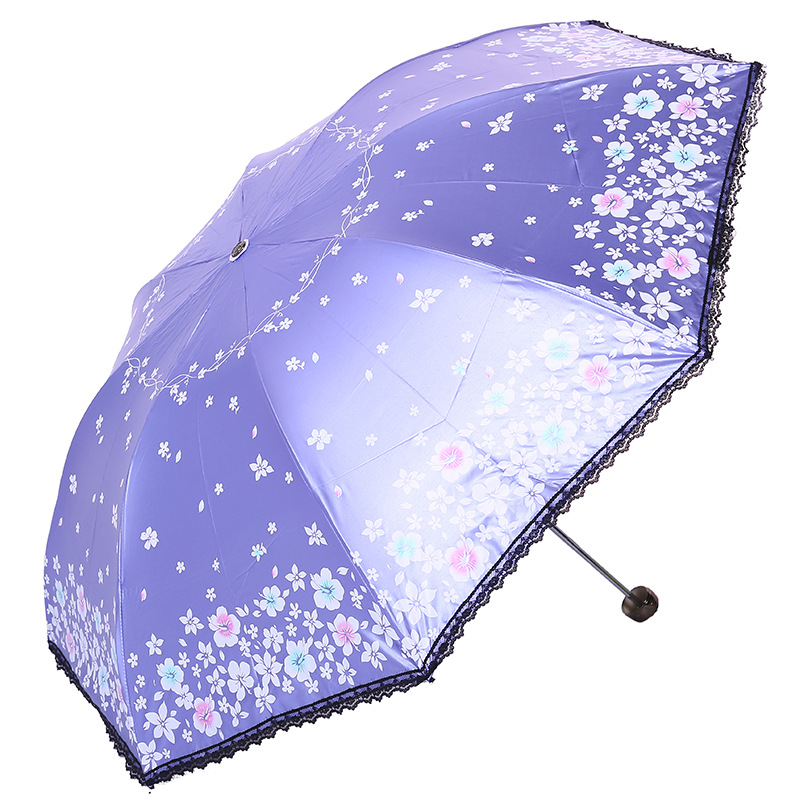 杭州天堂伞正品 33138e春色宜人 黑胶铅笔防晒防紫外线遮阳晴雨伞