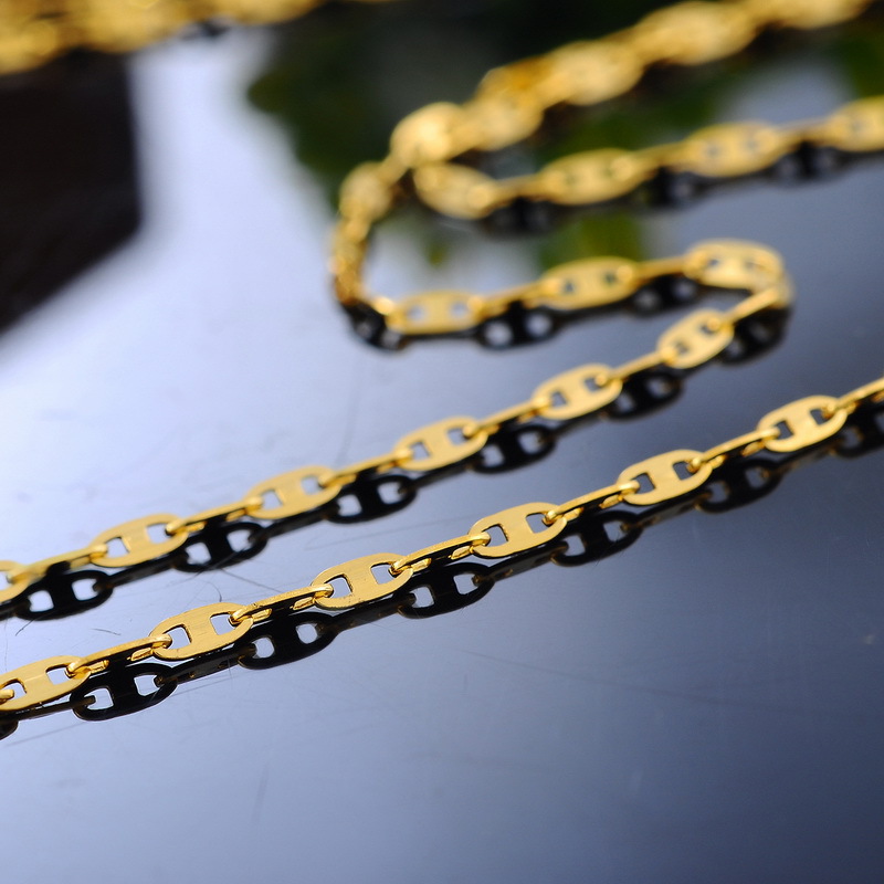 时尚简约diy项链 镀金色不锈钢瓦片链链条项链欧美饰品 一件起批