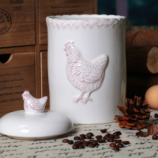 淘宝店铺批发 田园母鸡陶瓷饼干罐糖果罐储物罐装饰家居摆件c220