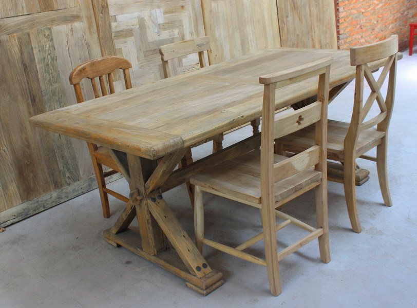 实木餐桌老榆木老门板餐桌椅原生态园纯实木打造