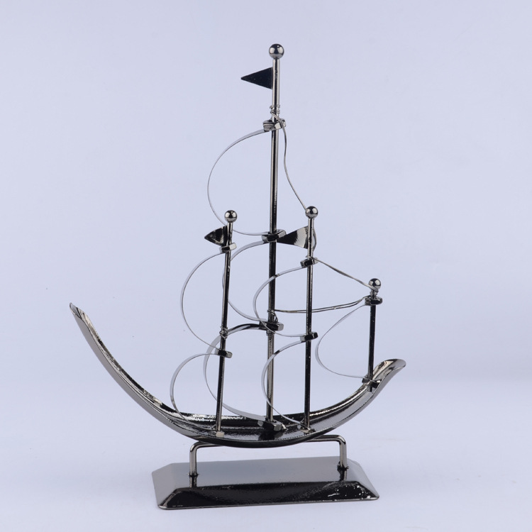 中号铁制帆船 复古金属工艺品 创意家居办公摆件 批发供应