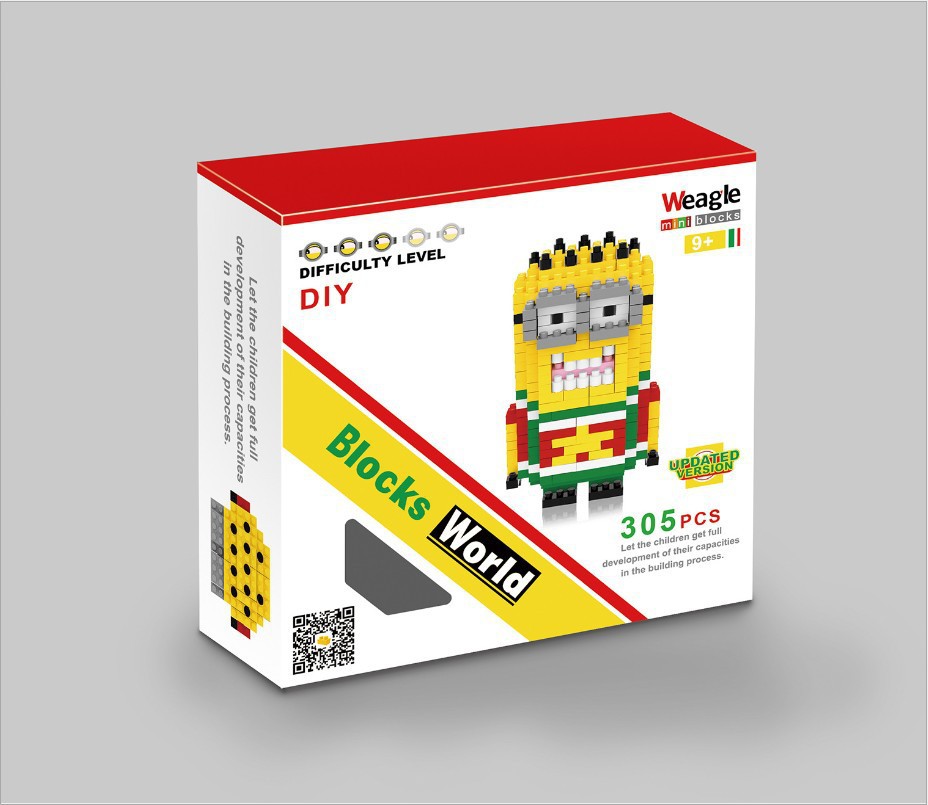 weagle 智鹰迷你钻石颗粒积木 益智拼插玩具 2266双眼胖小黄人