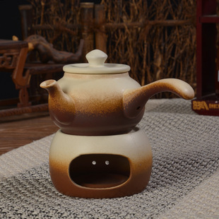 竹青古陶烧酒壶温酒壶 精品日式欧式煮茶炉陶瓷单把壶送两杯