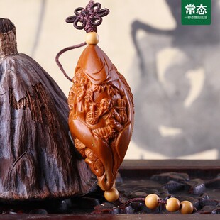 常态渔樵耕读 橄榄核雕刻单籽单核 橄榄胡核雕手机链|m3020