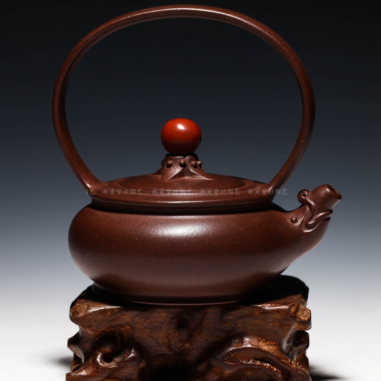 宜兴紫砂壶 国家工艺大师徐汉棠款 【小龙珠提梁壶】 (170cc)