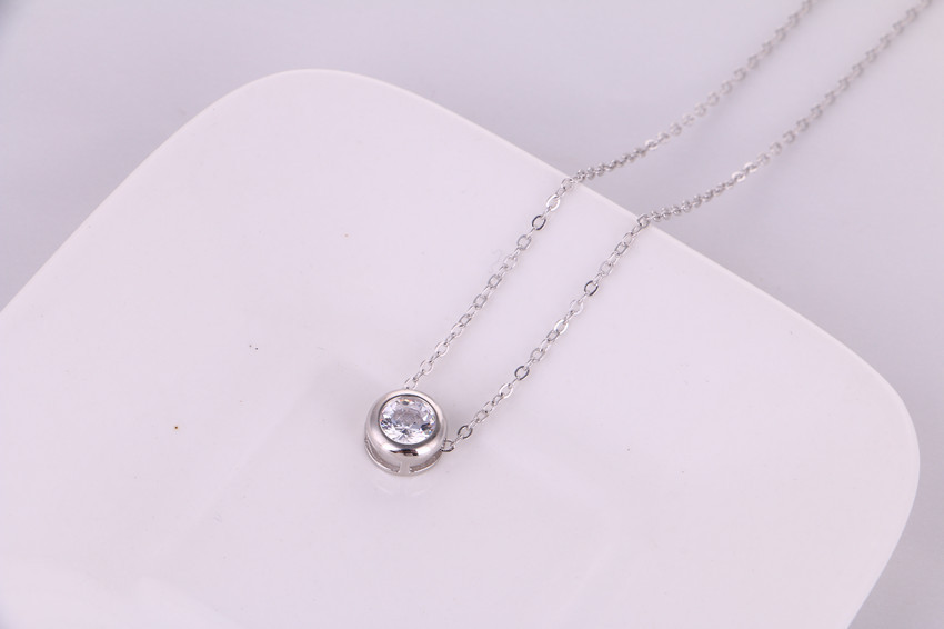 纯银925项链镀白金 欧美饰品大牌 配饰锁骨链 明星同款饰品