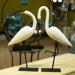 现代简约动物鹤树脂工艺品样板房软饰家庭客厅装饰品摆件创意时尚