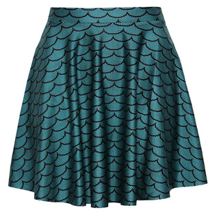 blackmilk外贸原单欧美风绿色鱼鳞女装半身裙百褶裙太阳伞裙短裙