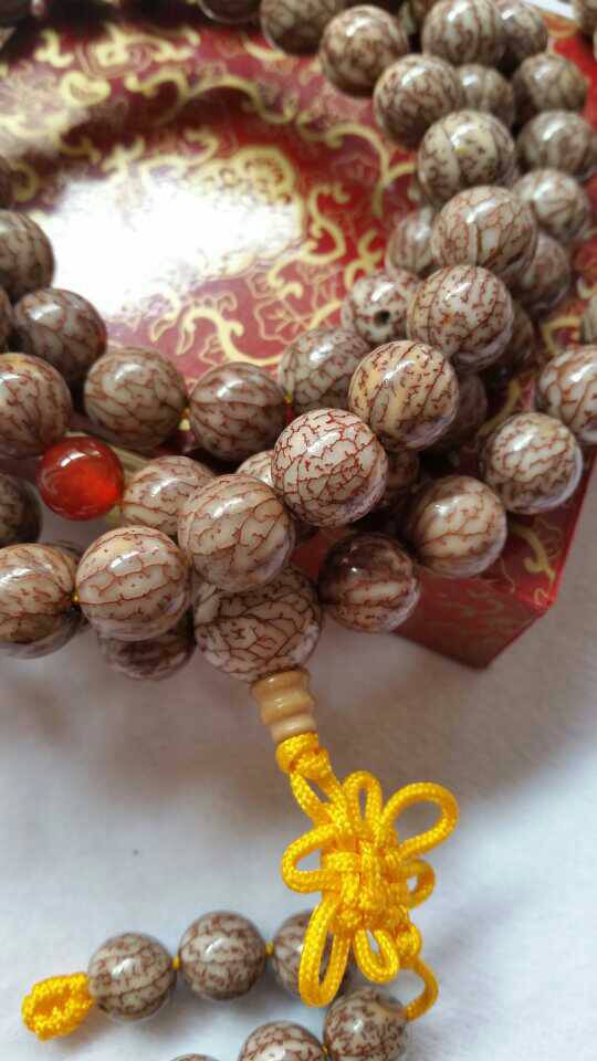 天然血丝108颗佛珠金线小银线菩提子 精品花银线菩提木手链 念珠