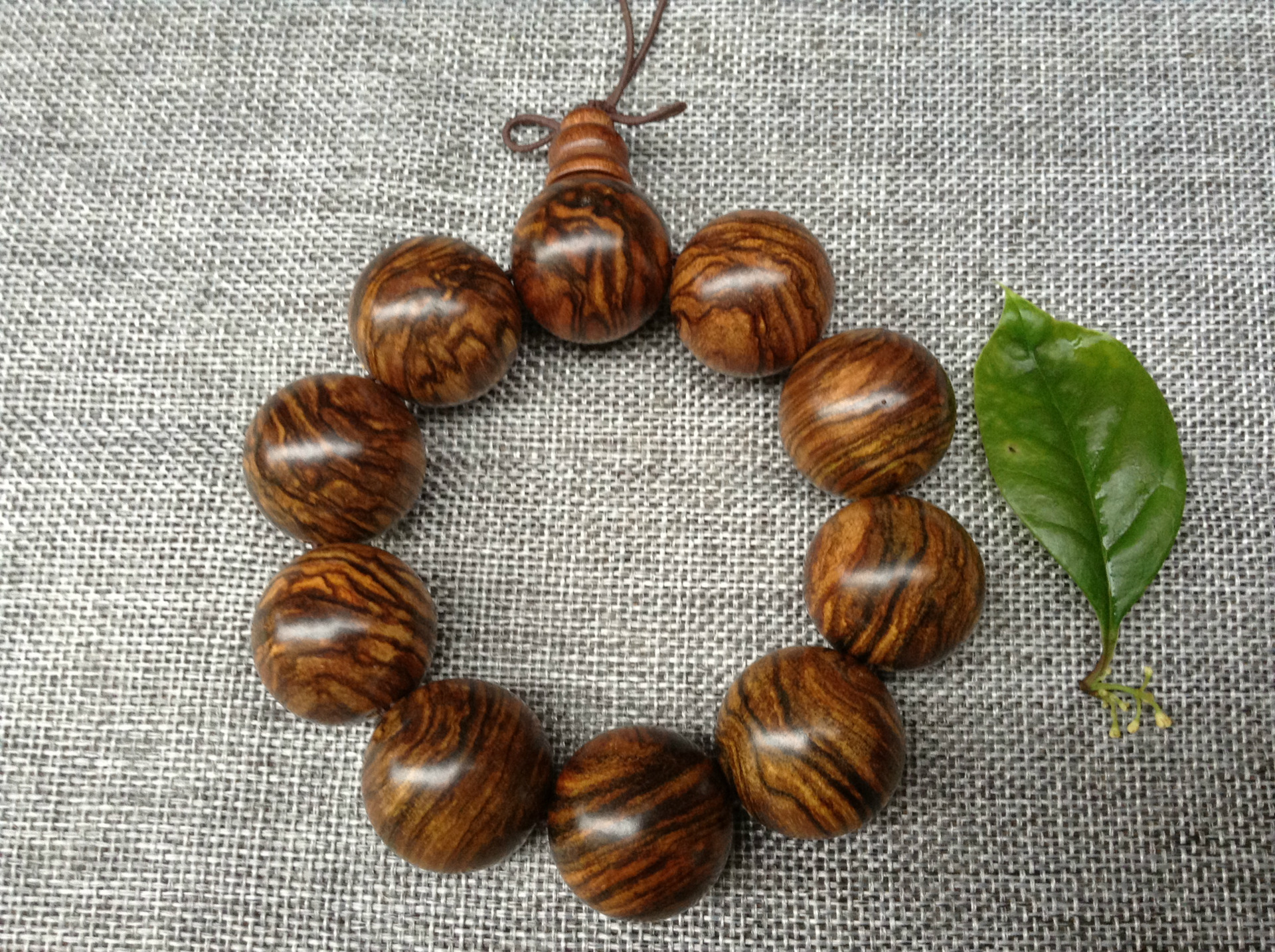 天然清香虎斑纹花奇楠手串 25mm*10颗 多规格 男士转运佛珠手链