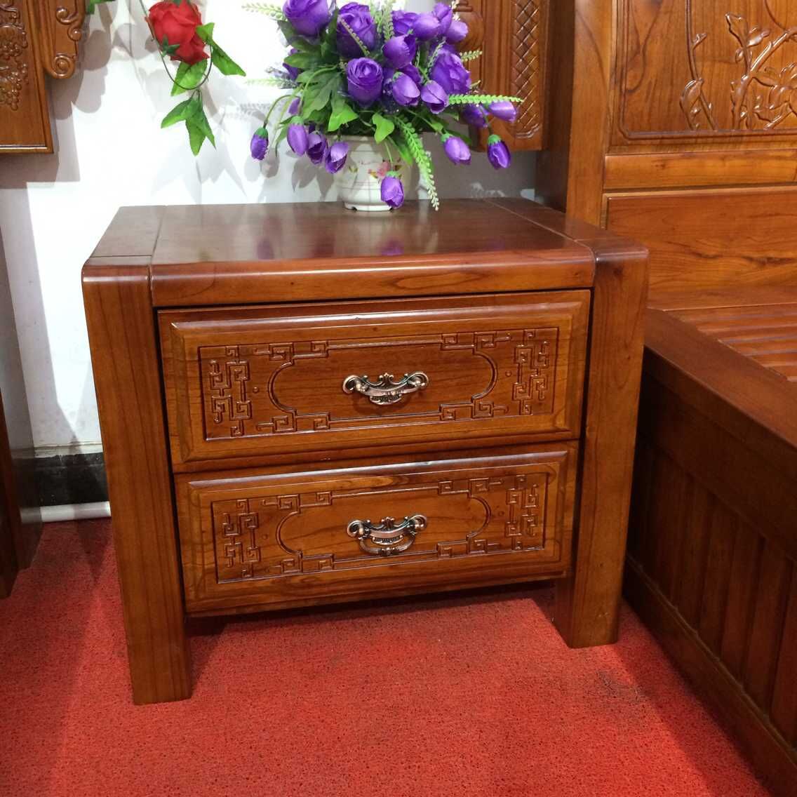 红榉木双人床 现代中式红榉木双人床 红玫瑰色红榉木1.8m双人床