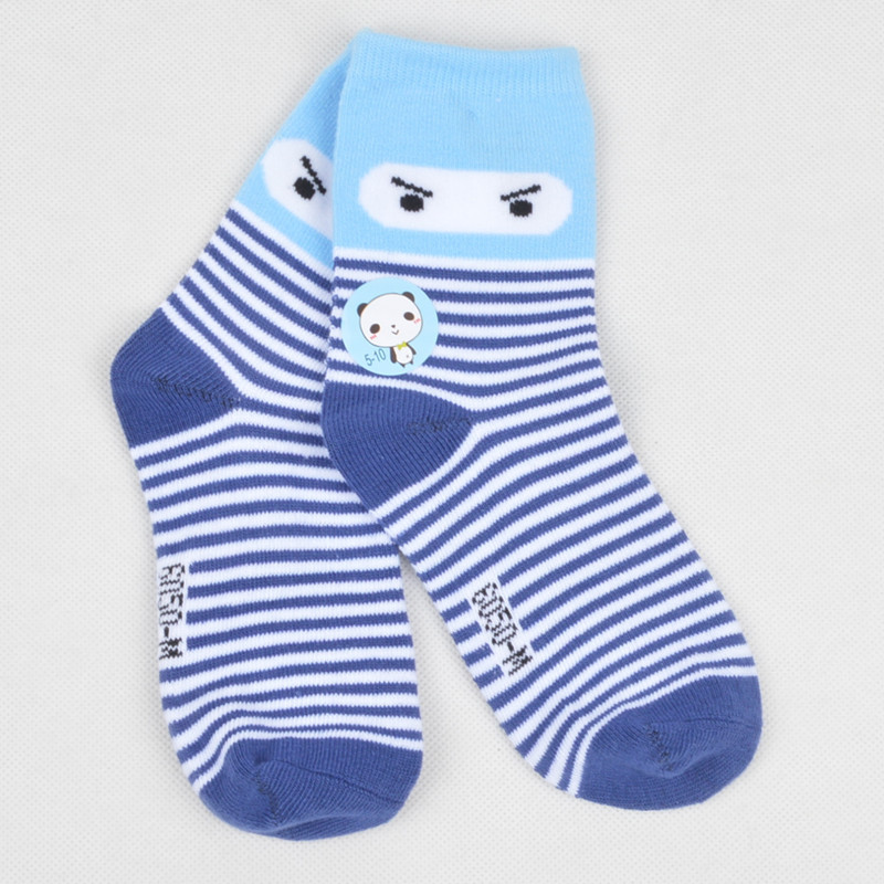新款秋冬儿童袜子 条纹眼睛卡通学生袜 手工缝头儿童袜子批发