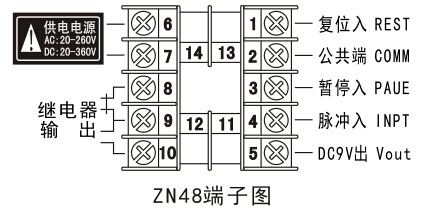 三,zn48計數器端子接線圖7,上下兩排數碼管,正常工作時用於顯示延時