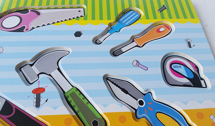 木制玩具 修理工具拼板 幼儿早教认知手抓板 宝宝木质立体拼图