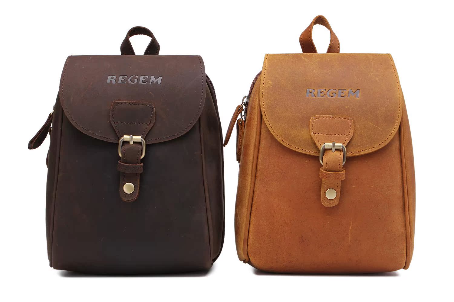 regem 头层疯马皮包/男女通用时尚双肩背包r8016