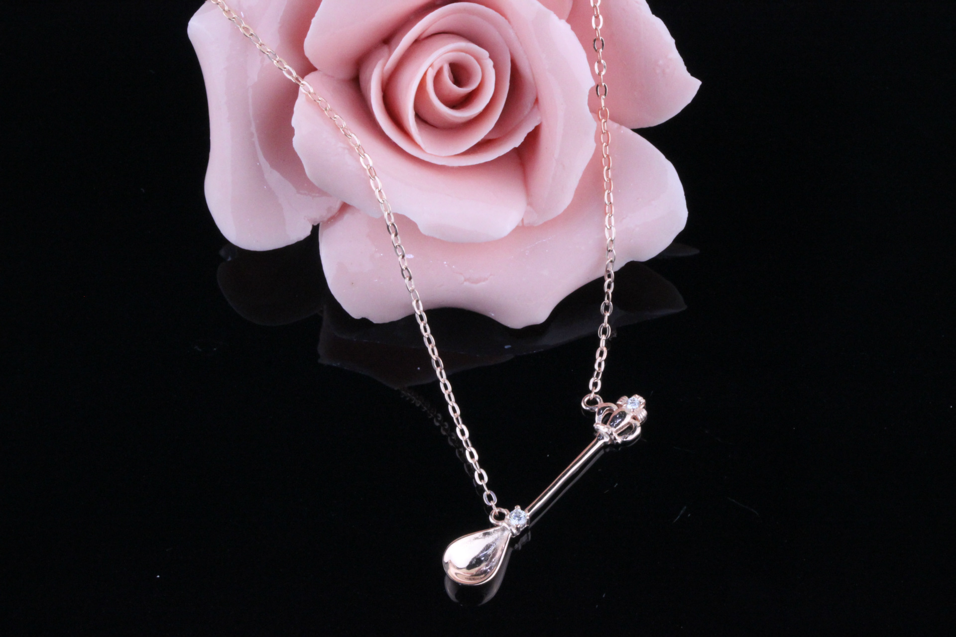 倍美银饰 韩版925纯银皇冠小勺子汤匙项链 个性特色项链批发零售