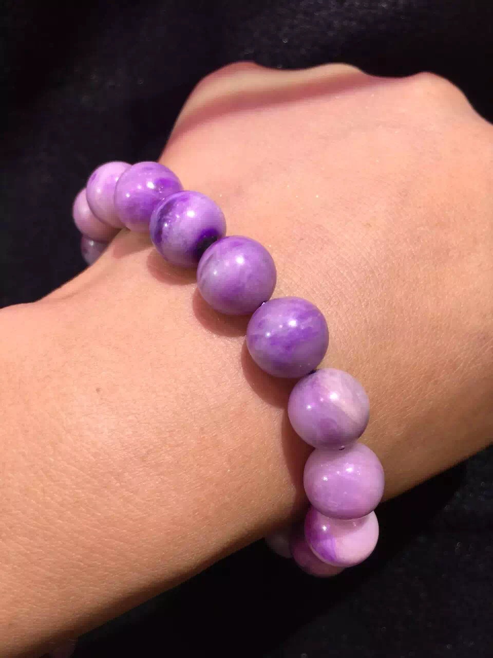 珍藏级舒俱来手链玉化樱花粉玉质油润舒俱徕苏纪石