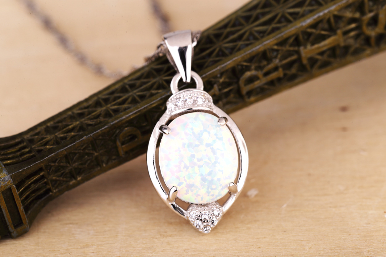 s925纯银吊坠 镶嵌天然冰种澳宝 许愿瓶吊坠时尚纯银吊坠厂家批发