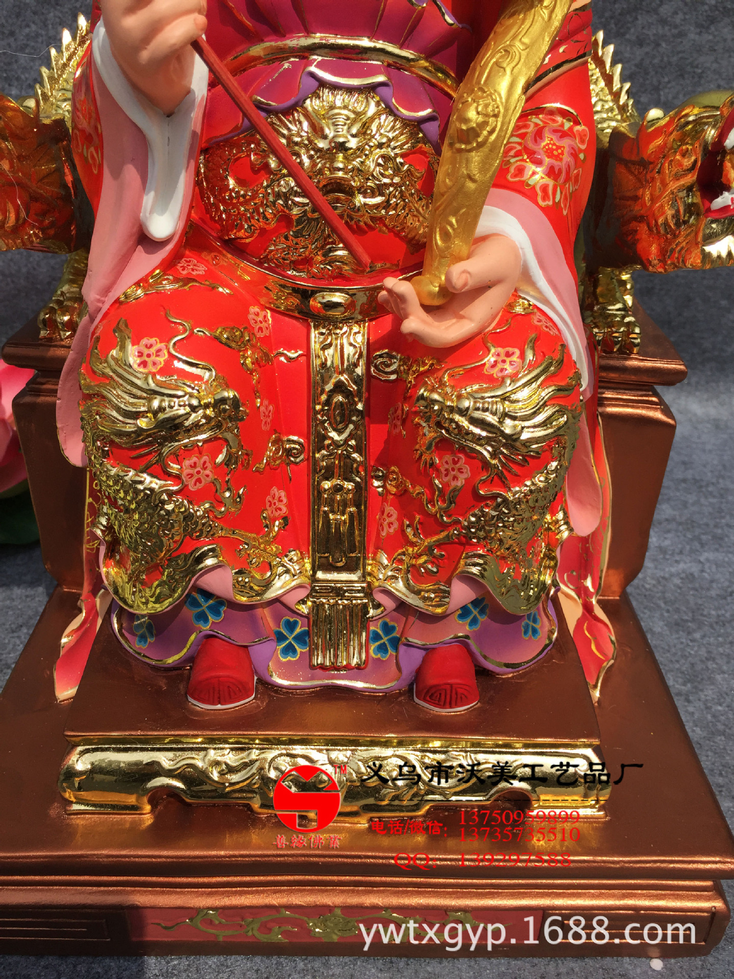 台湾瑶池金母神像王母娘娘神仙敦煌彩极彩描金39cm_宗教法器,法物