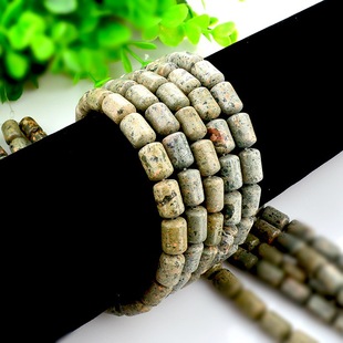 原石青点石天然散珠 diy手工手串半成品8*12mm青点石桶珠圆头柱