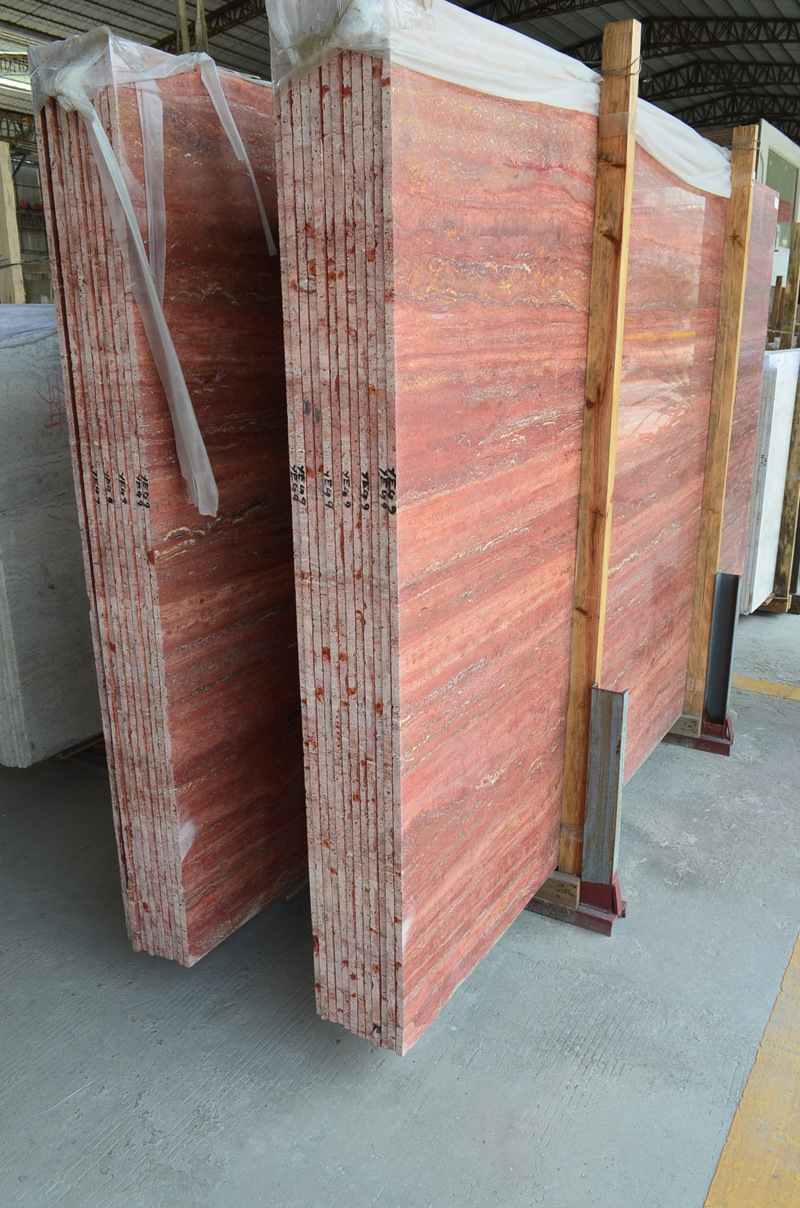 鑫晨石材批发大理石 红洞石 墙面石材 台面 洞石工程板 建筑装潢